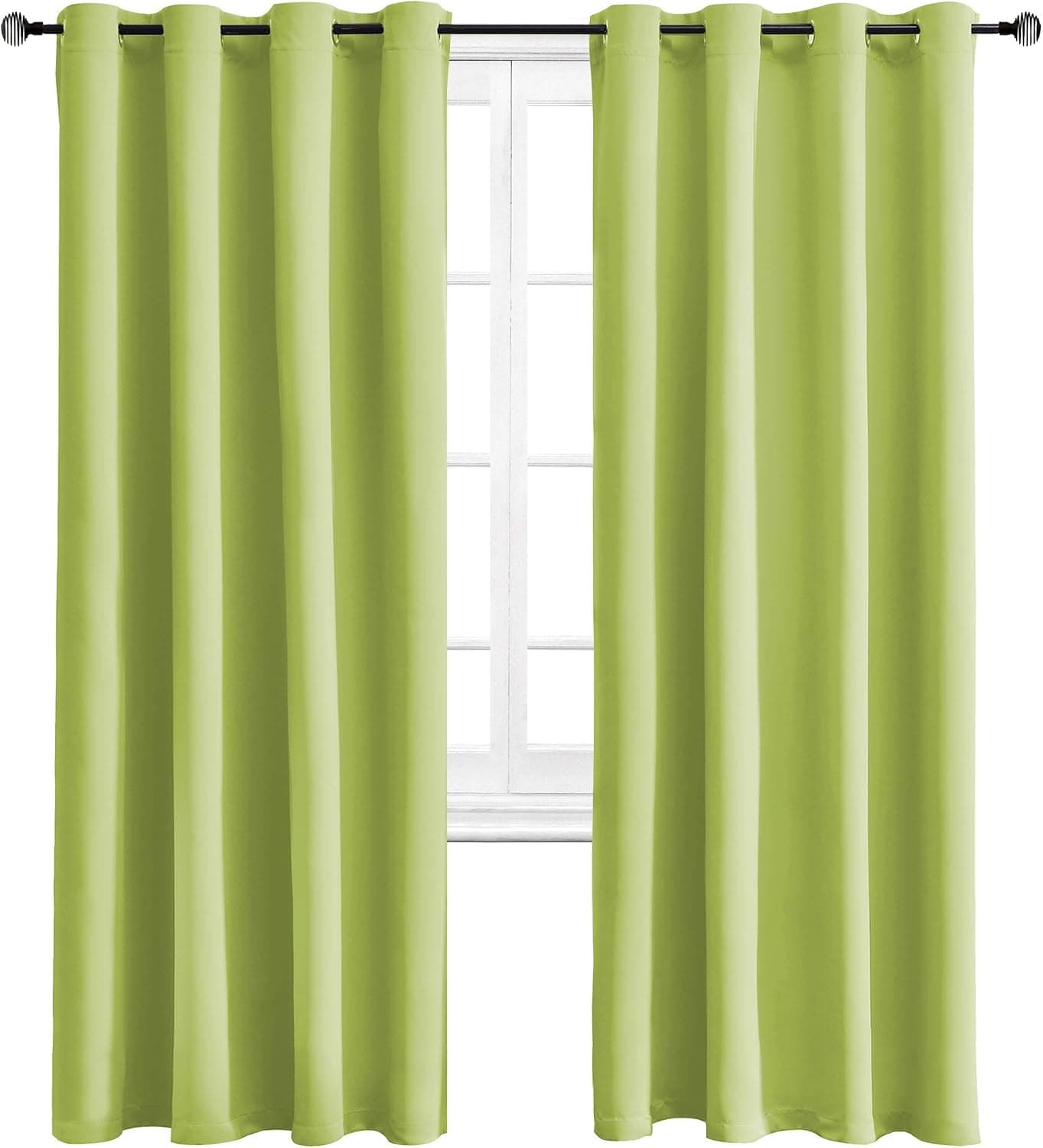 WONTEX Blackout Curtains Room Darkening Thermal Insulated with Grommet Window Curtain for Bedroom, 52 x 84 inch, Apple Green, 2 Panels