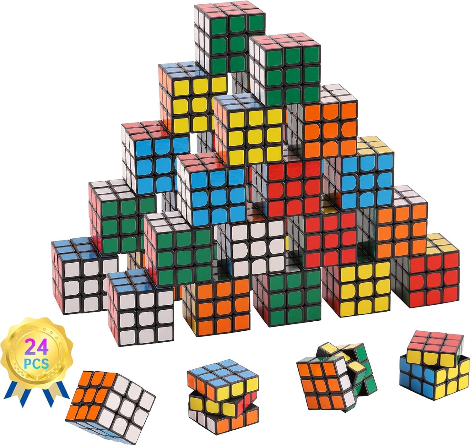 24 Pack Mini Cube, Minntoy Puzzle Party Favors for Kids, Puzzle Party Toys Classroom and Stress Relief Toys Goody Bag Filler Birthday Gift