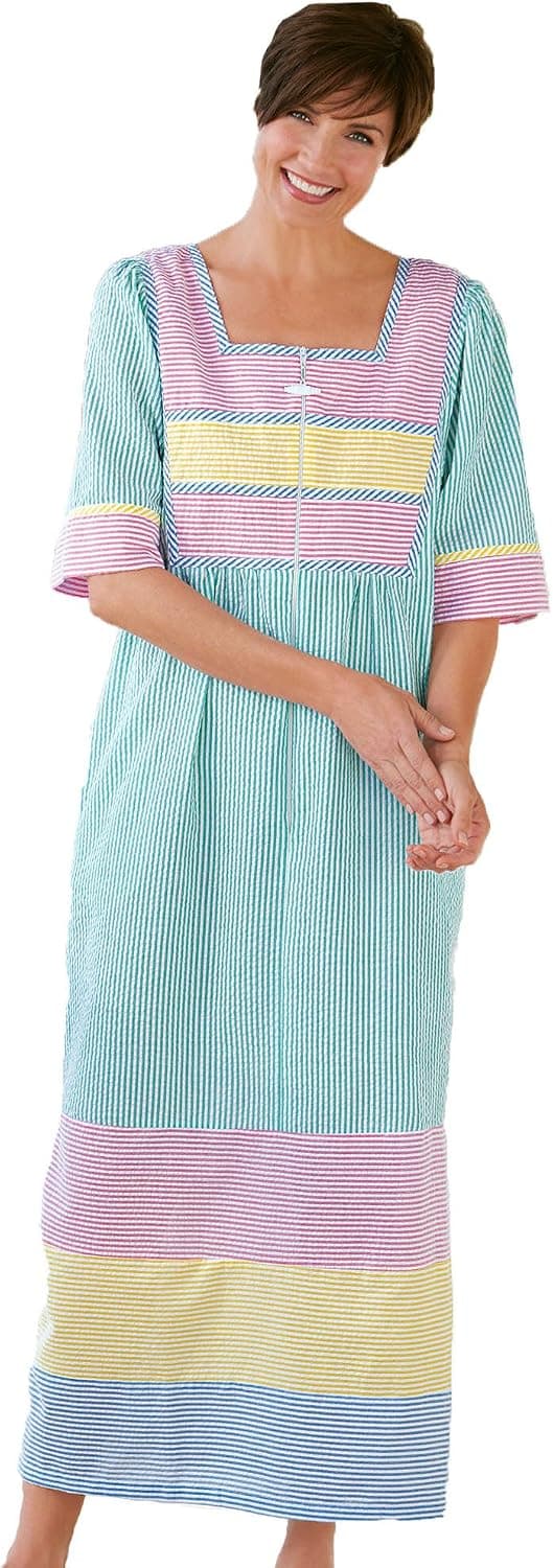 National Seersucker Lounger, Mint Stripe, Petite Large