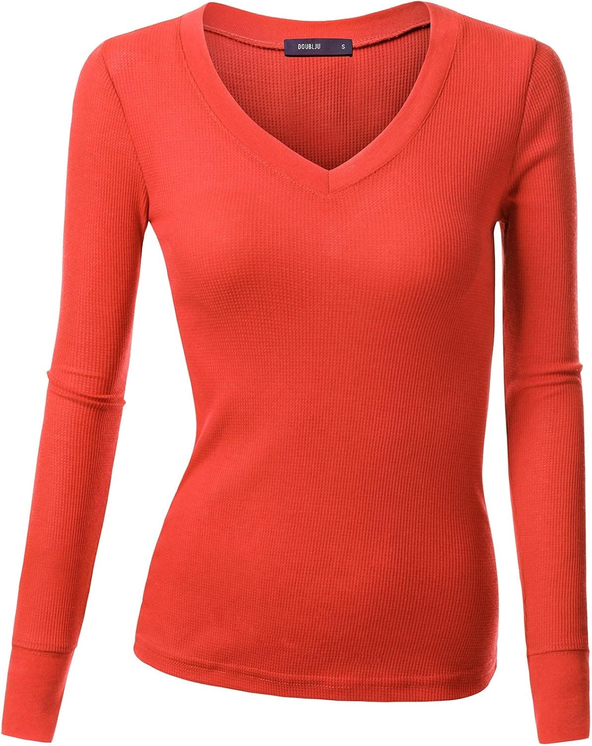 Doublju Womens Long Sleeve Gold Girls ORANGE Polo Top,S