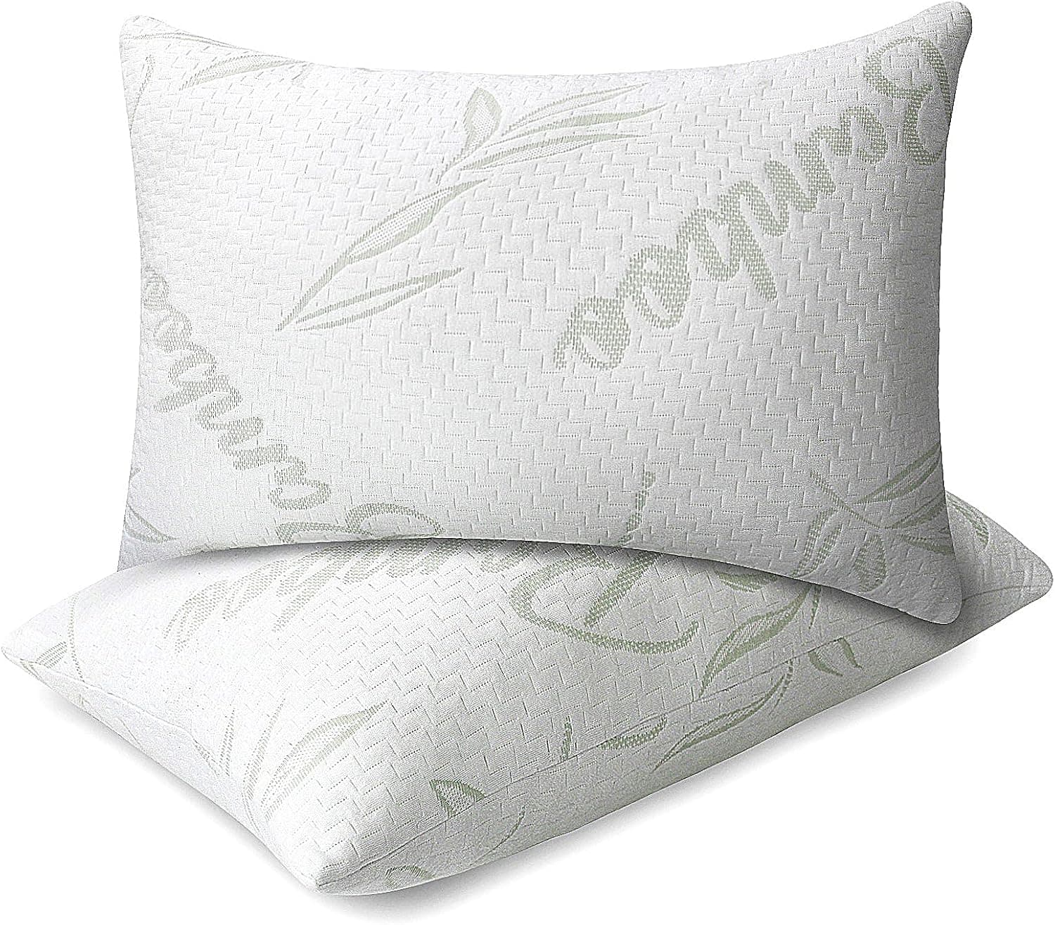 JJDANFILL Bamboo Piilow Queen Size, Shredded Memory Foam Adjustable Pillows, Firm Pillow for Sleeping, Bed Pillow for Side Back Stomach Sleepers with a Washable Breathable Bamboo Cover 20x30