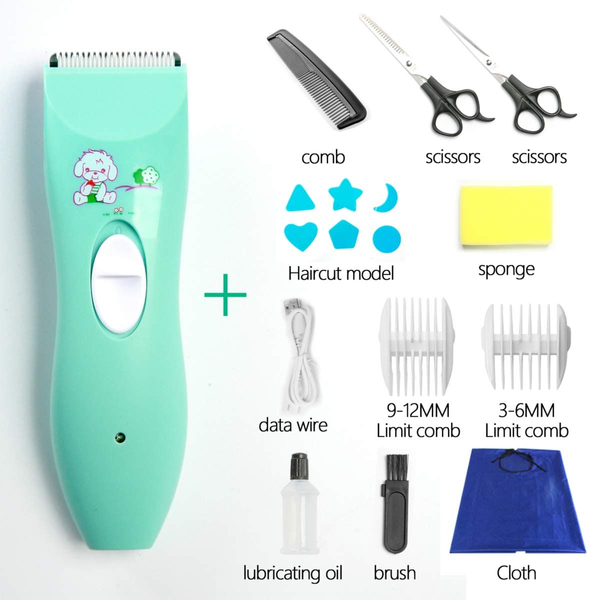 Baby Hair Clipper Silent Hair Clippers With 2 ABS Ceramic Blade Tool，Rechargeable Waterproof Baby Haircut Kit，Suitable for Boys Girls and Babies