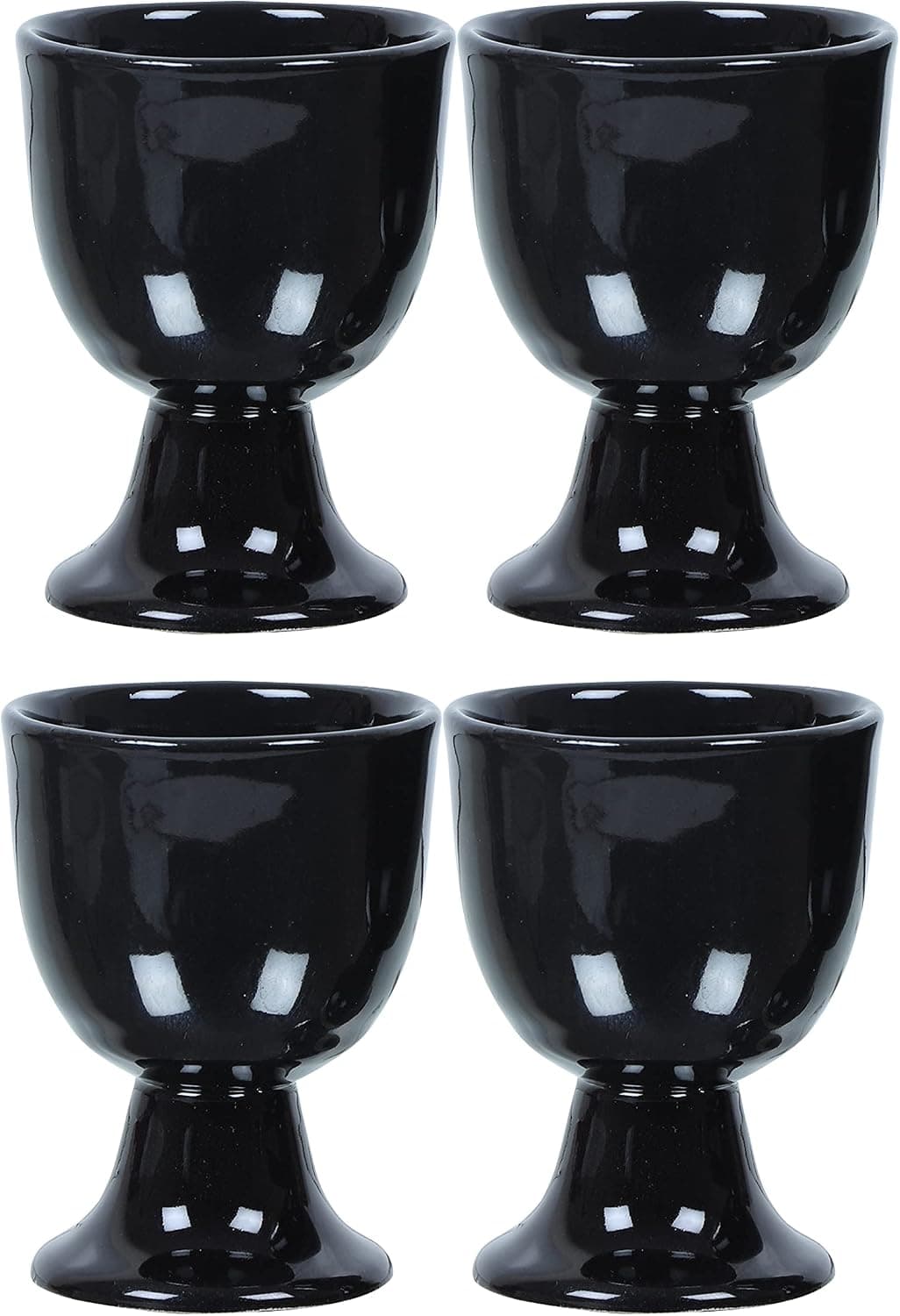 Soft Boiled Egg Holder | Ceramic Egg Cup Set | Ceramic Egg Holder Pottery Housewarming Gift set of 4 (Black)