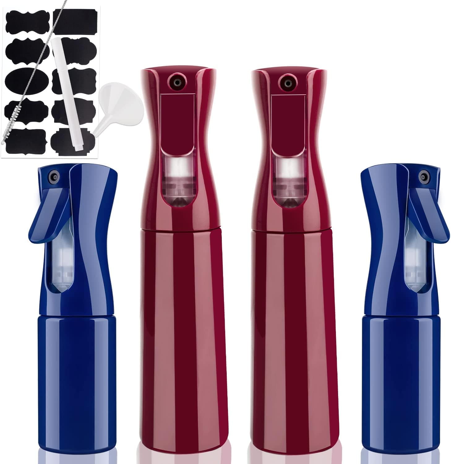 LYroo Spray Bottles Continuous Spray Bottle Refillable Fine Mist Sprayer Bottle 4 Pack,Water Spray Bottle for Hair Plants Blue Red Pressurized Spray Bottle