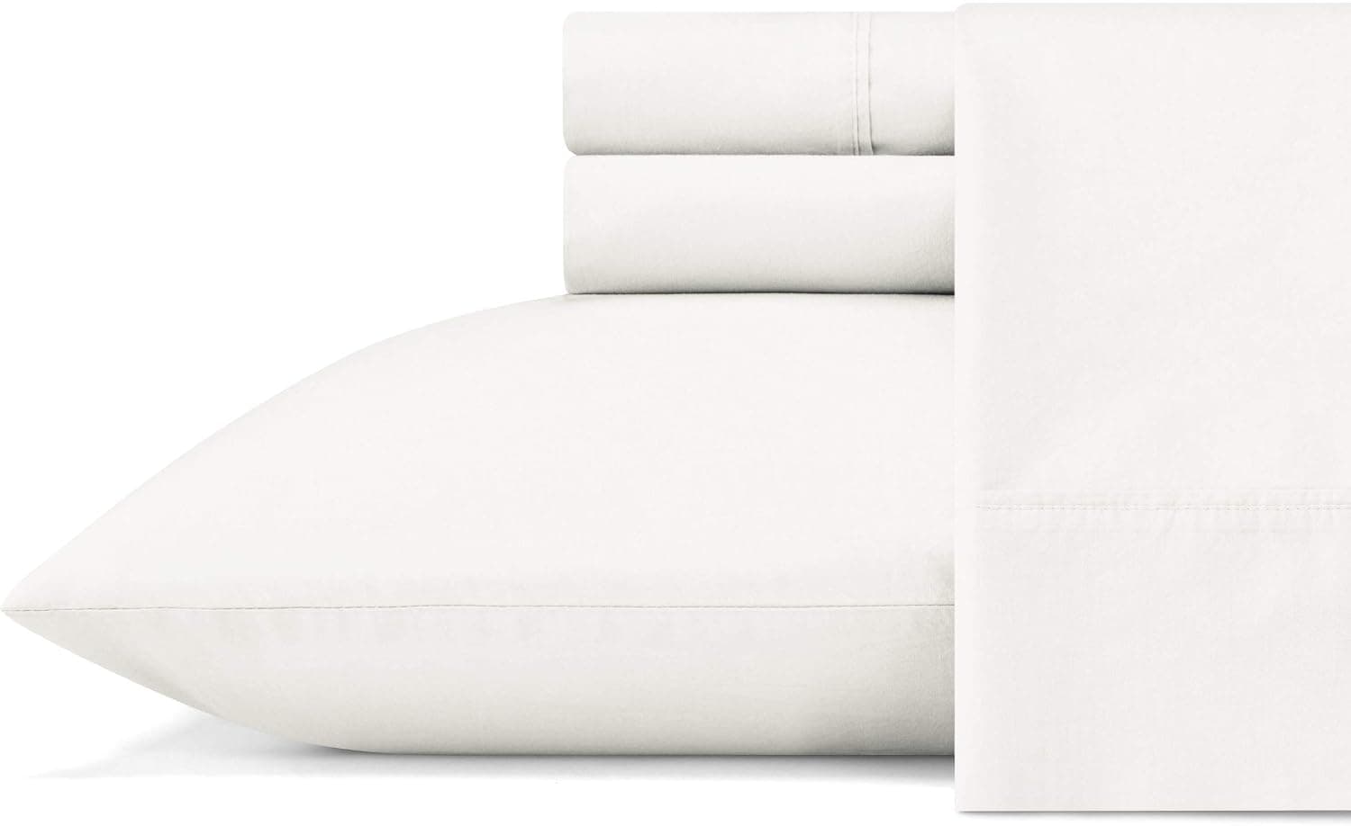 Vera Wang - King Sheets, Organic Cotton Percale Bedding Set, Crisp & Cool Home Decor (White, King)
