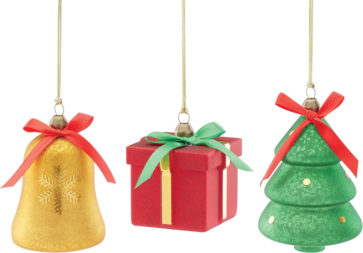 Lenox Bell, Tree & Gift 3-Piece Ornament Set, 0.65 LB, Multi