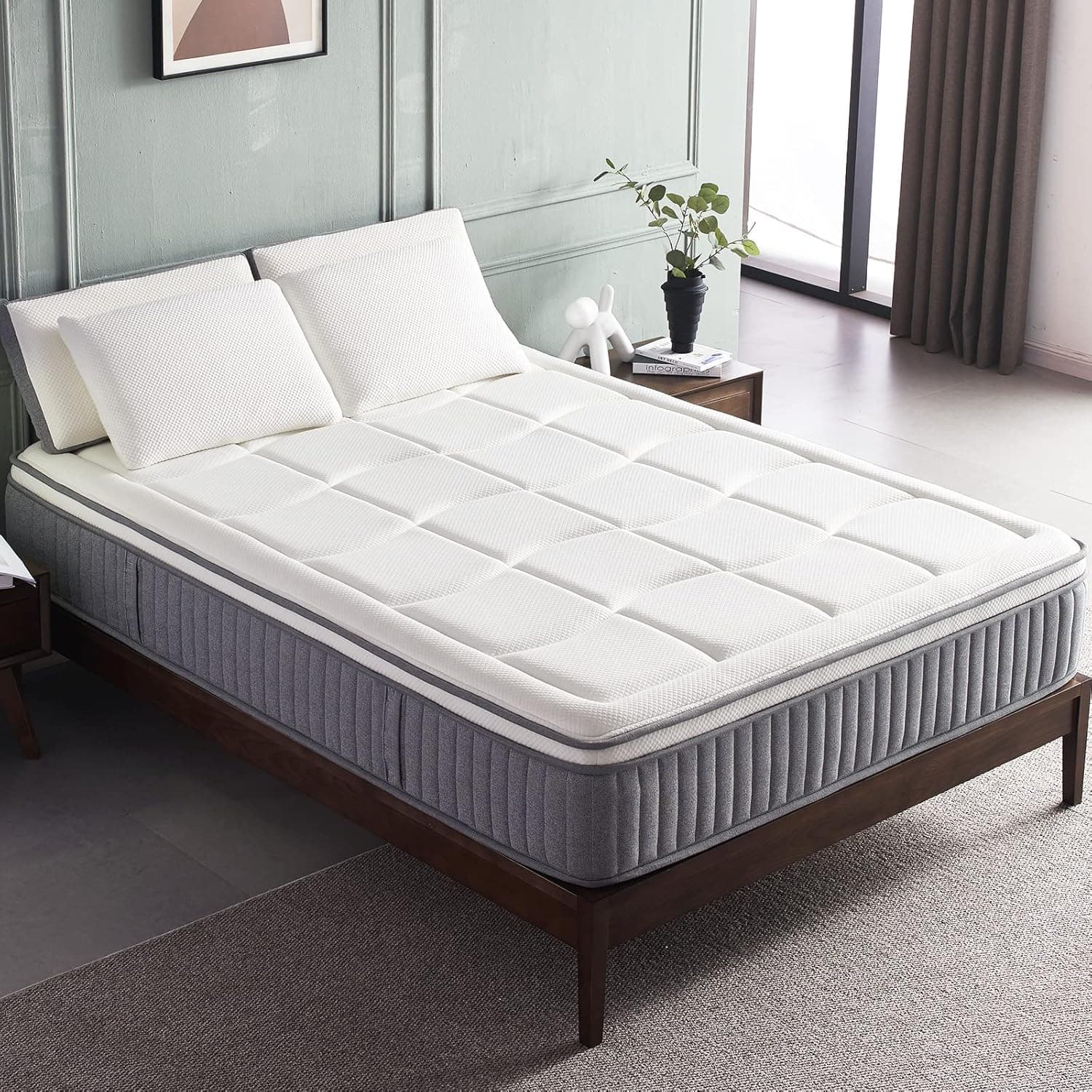Mattress Queen Size,12 Inch Hybrid Mattress Memory Foam Mattress with Pocket Spring, Breathable Medium Firm Gel Mattress in a Box, Cooling Supportive CertiPUR-US Certified by DIGLANT