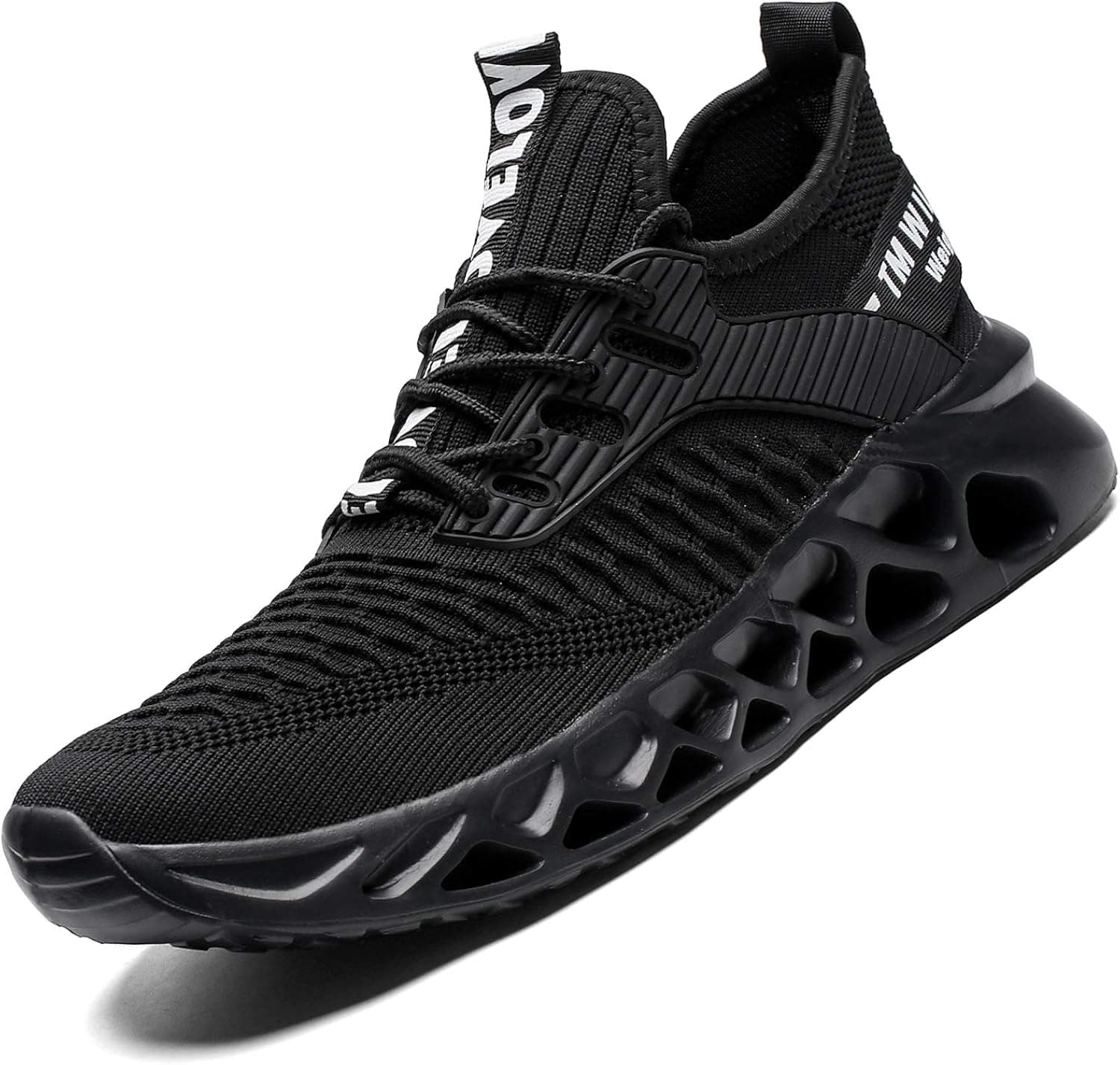 Kapsen Mens Running Shoes Mesh Breathable Sneakers Lightweight Fashion Athletic Gym Shoes Casual Tennis Sport Shoes for Workout Walking (6.5, 1-Full Black)