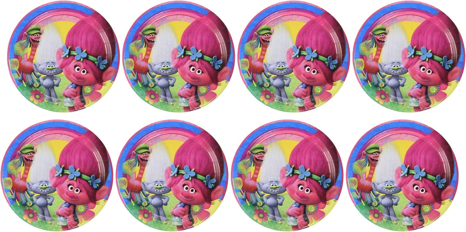 Unique Trolls Dessert 7" Plates, 8 Ct.