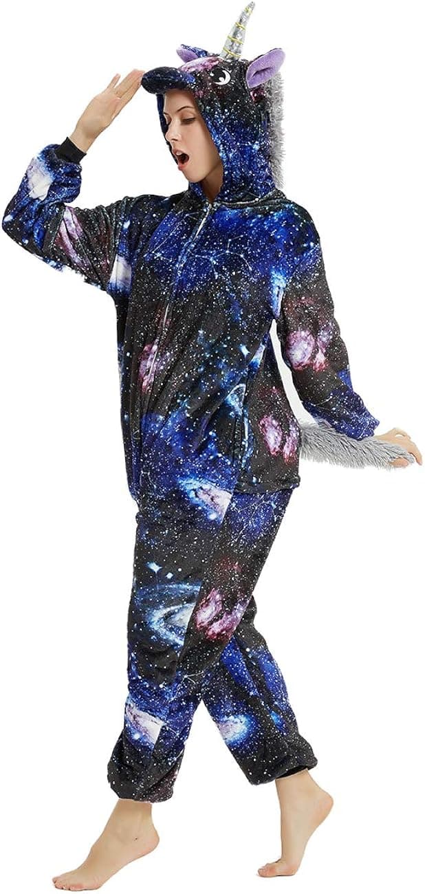 CUBBOT Unisex Onesie Pajamas Soft Fleece Unicorn Adult Sleepwear Halloween Christmas Costumes-Galaxy-XLarge