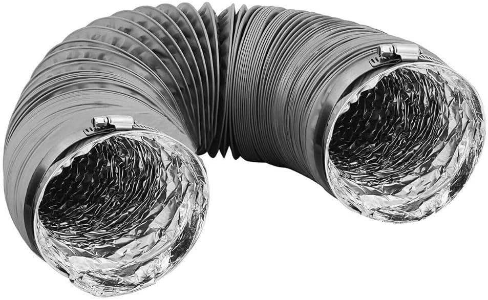 Insulated Dryer Vent Hose Transition Duct 4 inches - 2 Screw Clamp Connections - Strong Aluminum Interior and Flexible Tear Resistant PVC Outer Shell - HVAC or Grow Room Heat Ventilation (6FT)