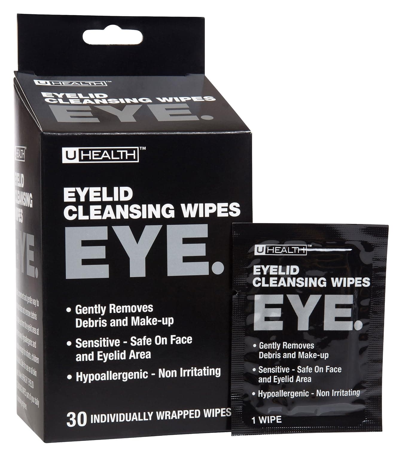 UHEALTH Eyelid Cleansing Wipes - 30 Count Individually Wrapped