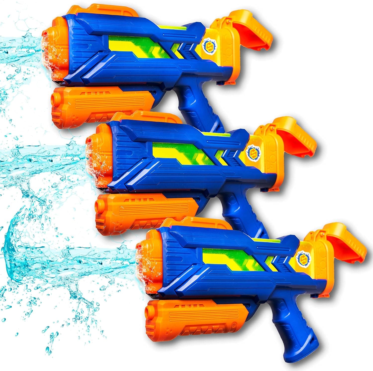 Sloosh 3 Pack Water Guns for Kids Adults, 600cc Squirt Gun Water Blaster Soaker Squirt Toy Summer Water Fighting Toy for Pool Beach Backyard Outdoor