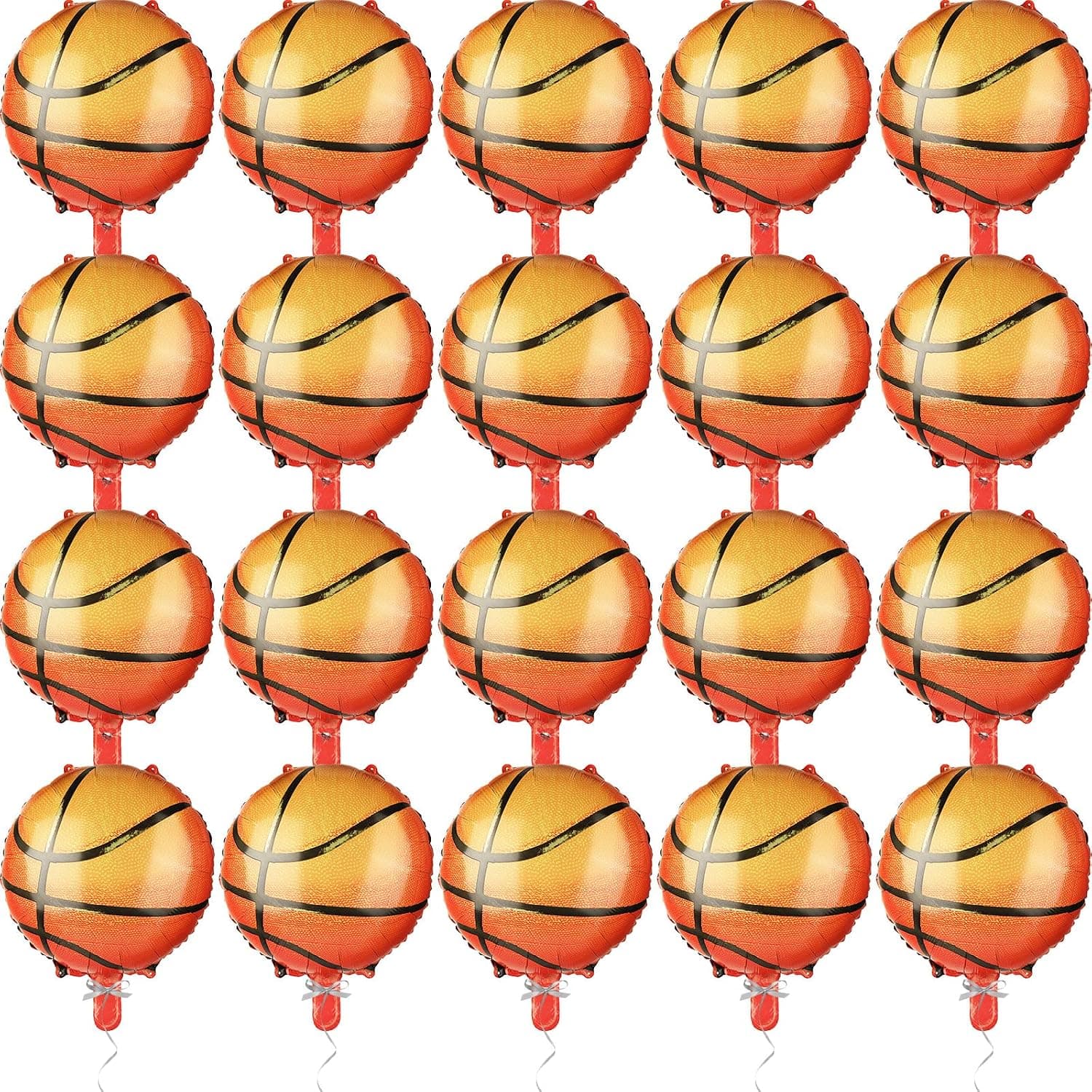 20 Pieces 18 Inch Basketball Balloons Party Supplies Aluminum Foil Balloon Mylar Field Basketball Party Decor Sports Balloons for Birthday Basketball Sports Them Party Decoration