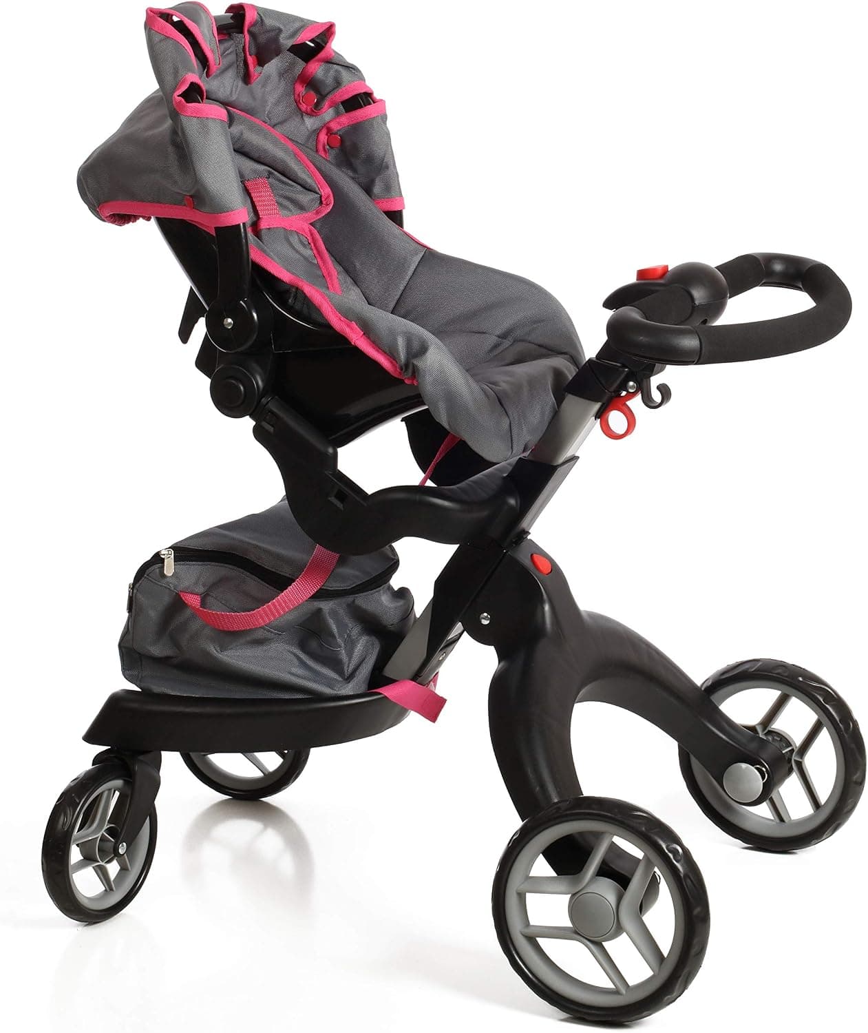 Mommy & Me Socutie Doll Stroller with Swiveling Wheels & Adjustable Handle. 31" Tall, Carriage Bag Included