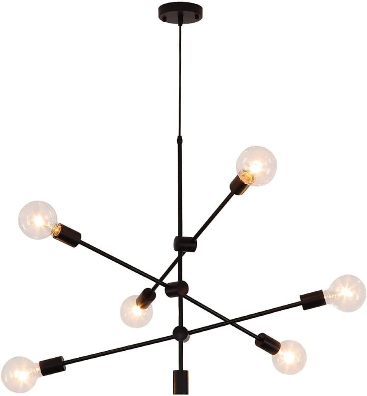 COTTMIC Black Sputnik Chandelier Light Fixtures Industrial Modern Pendant Lighting for Dining Room Kitchen Island Bedroom
