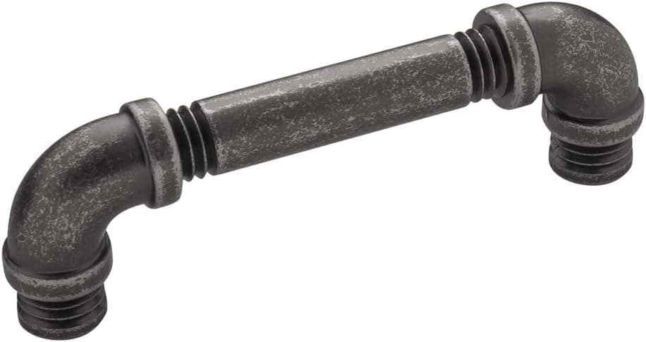Hickory Hardware Cabinet Pull, Handles for Kitchen Cabinet Doors, Bathroom & Dresser Drawers, Pipeline Collection, 3-3/4 Inch Hole Center, 4-1/2 Inch Total Length, Black Nickel Vibed, 1 Pack