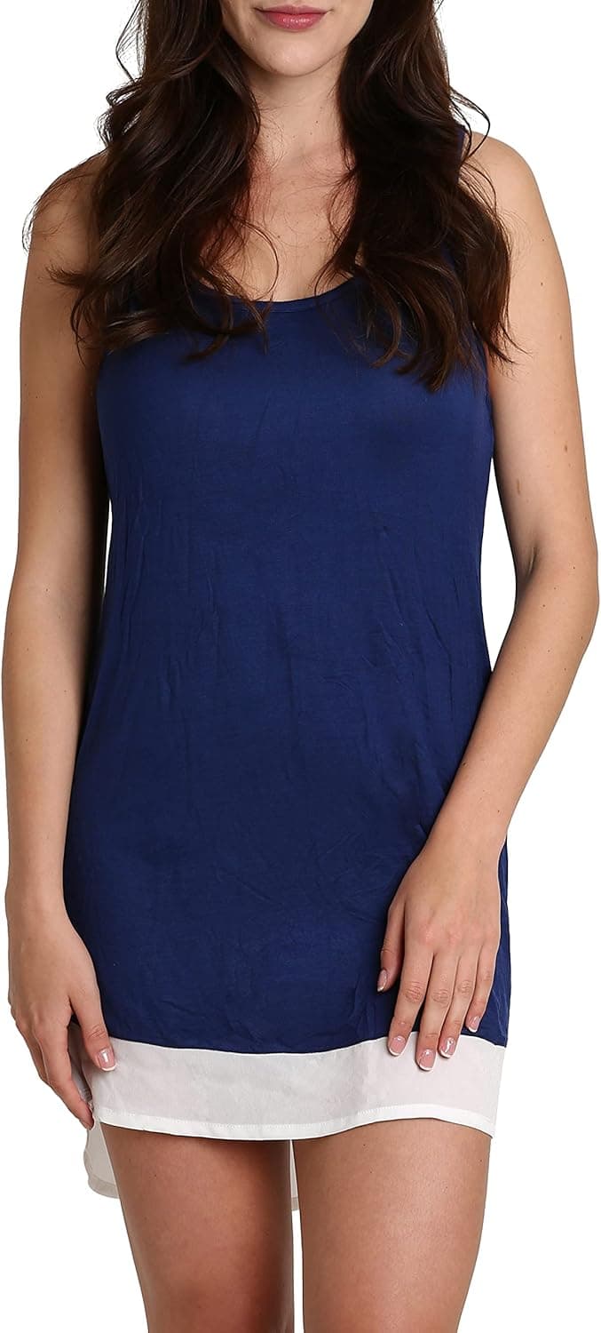 Blis Women's Racerback Pajama Sleepshirt Lightweight Ultra Soft Flowy Sleeveless Tank Nightdress