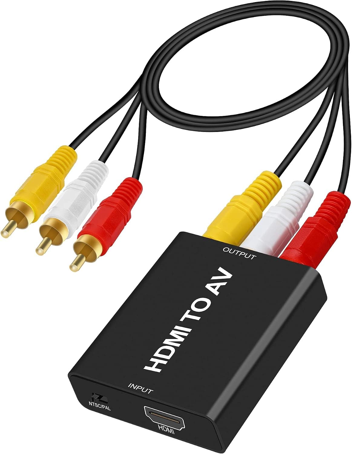 HDMI to RCA Converter, HDMI to AV, HDMI to Composite Video Audio Converter Adapter, Supports PAL/NTSC for PS4, Xbox, Switch, TV Stick, Roku, DVD Player