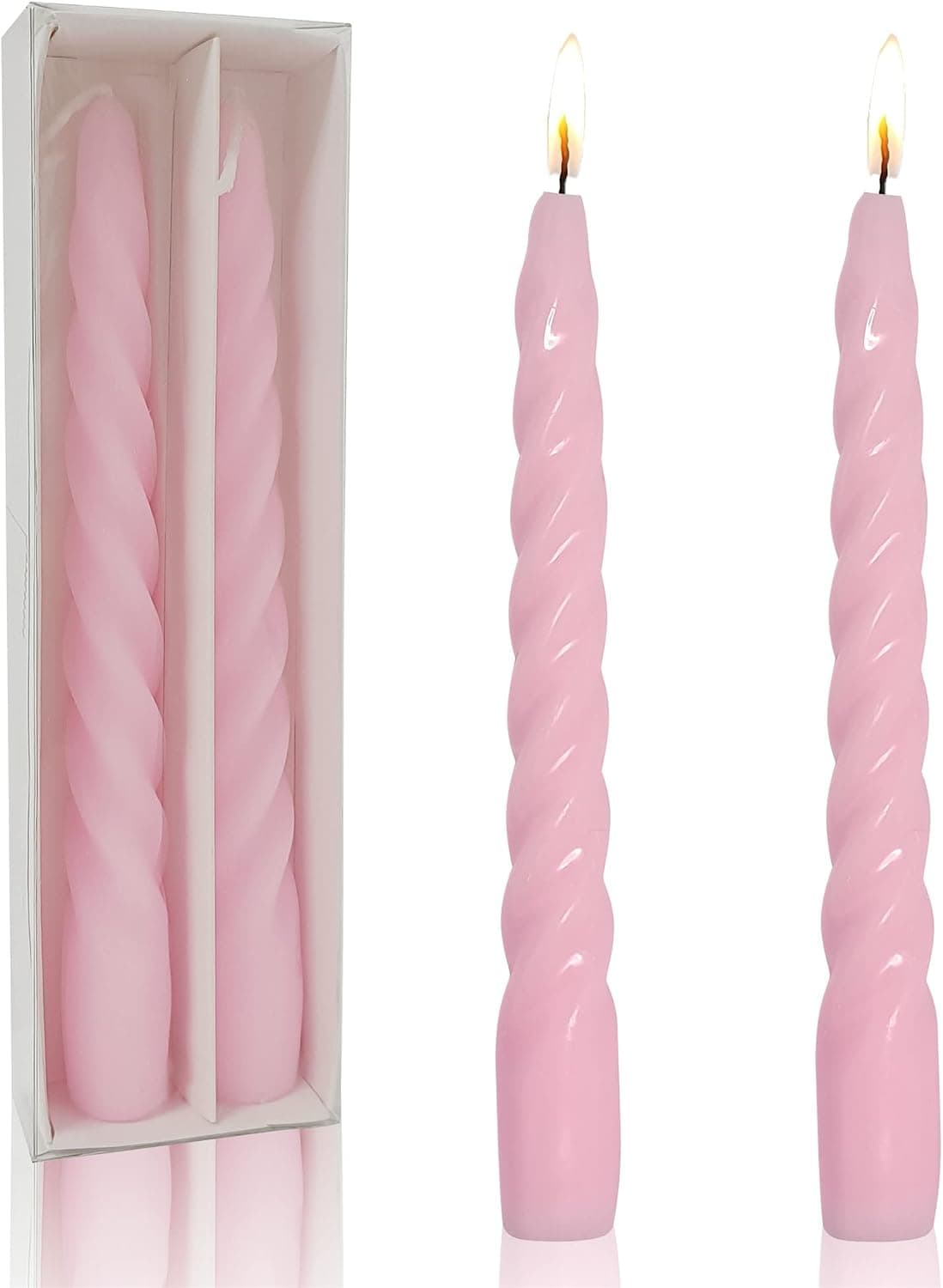 Handmade Candle Sticks Taper Candles - Gedengni Twist Candlesticks for Table Decor Housewarming Gift Idea-2pcs, 7.3 Inch(Pink)
