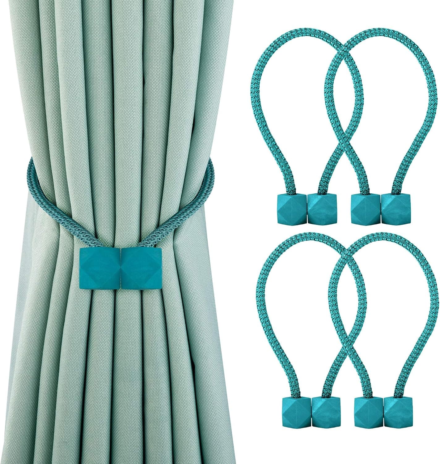 DiGMiG Curtain Ties Curtain Holdbacks,Curtain Holders Curtain tiebacks Magnetic Curtain Tie Back for Home Office Decorative 2 Pairs(Blue)