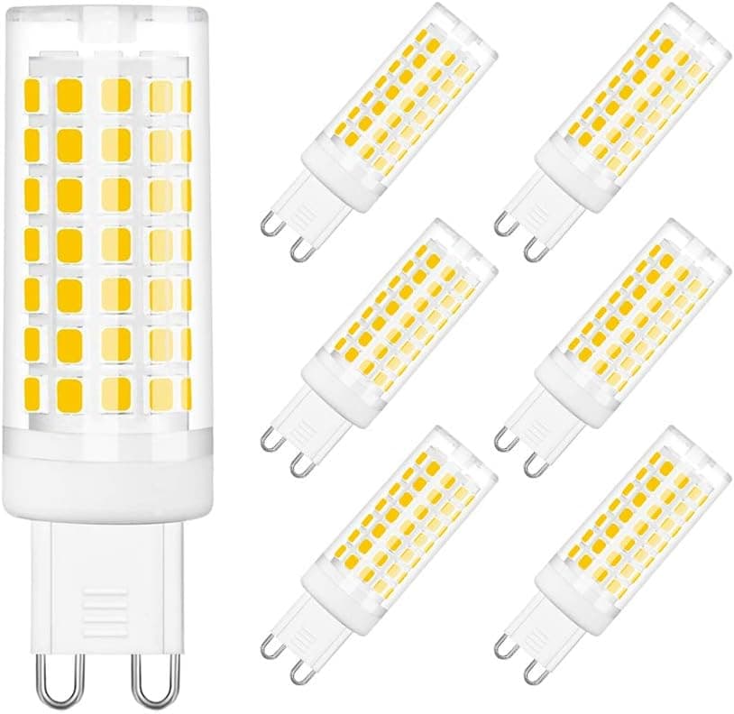 SumVibe G9 LED Bulb, 6W G9 LED Bulb Dimmable, G9 Halogen Bulb 60 Watt Equivalent, Warm White 3000K G9 Bulb 550 Lumen,6-Pack