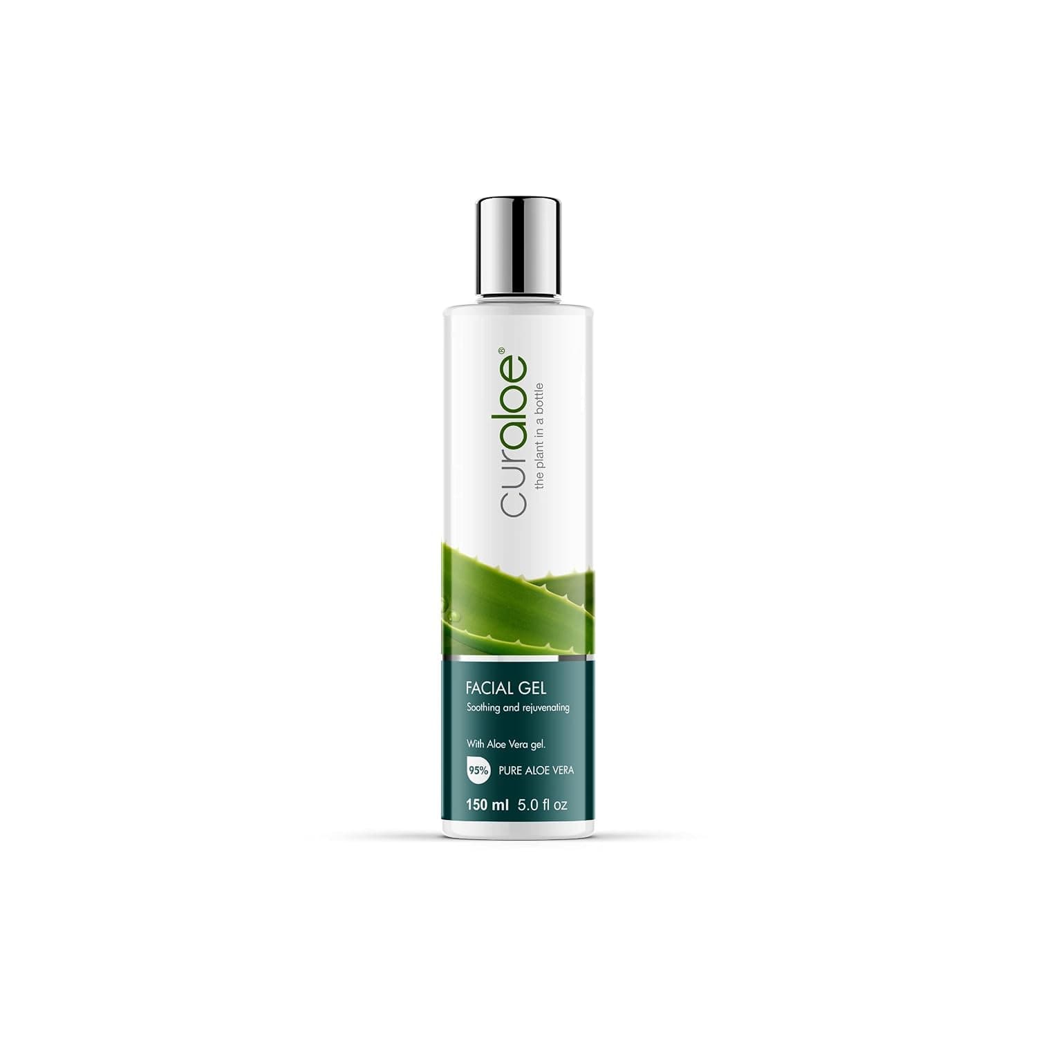 Curaloe Aloe Vera Facial Gel 95% Pure Organic Aloe | Naturally Soothes Dry Itchy Skin | Cools Sunburn | Moisturizes Oily Skin | Men and Women | Safe for Sensitive Skin & Delicate Facial Areas