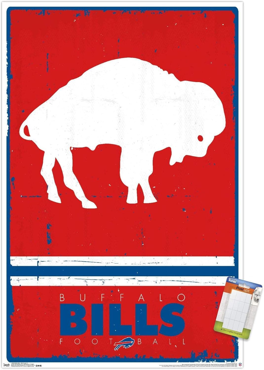 Trends International NFL Buffalo Bills-Retro Logo 15 Wall Poster, 22.375 in x 34 in, Poster & Mount Bundle
