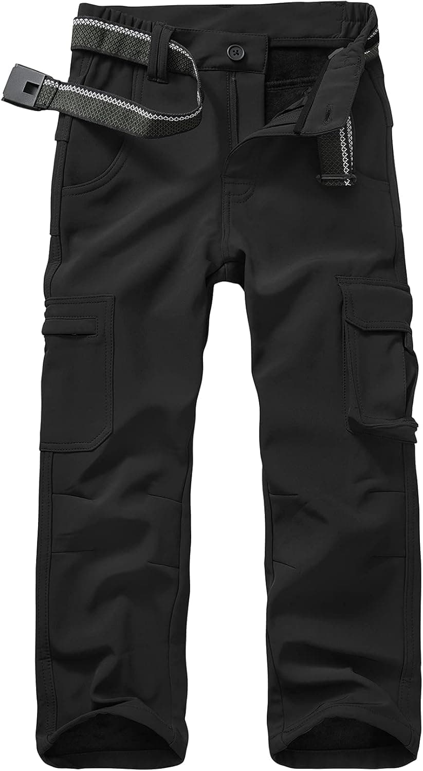 Asfixiado Boys Snow Pants Kids Girls Waterproof Fleece Lined Hiking Outdoor Insulated Ski Warm Elastic Waist Cargo Pants