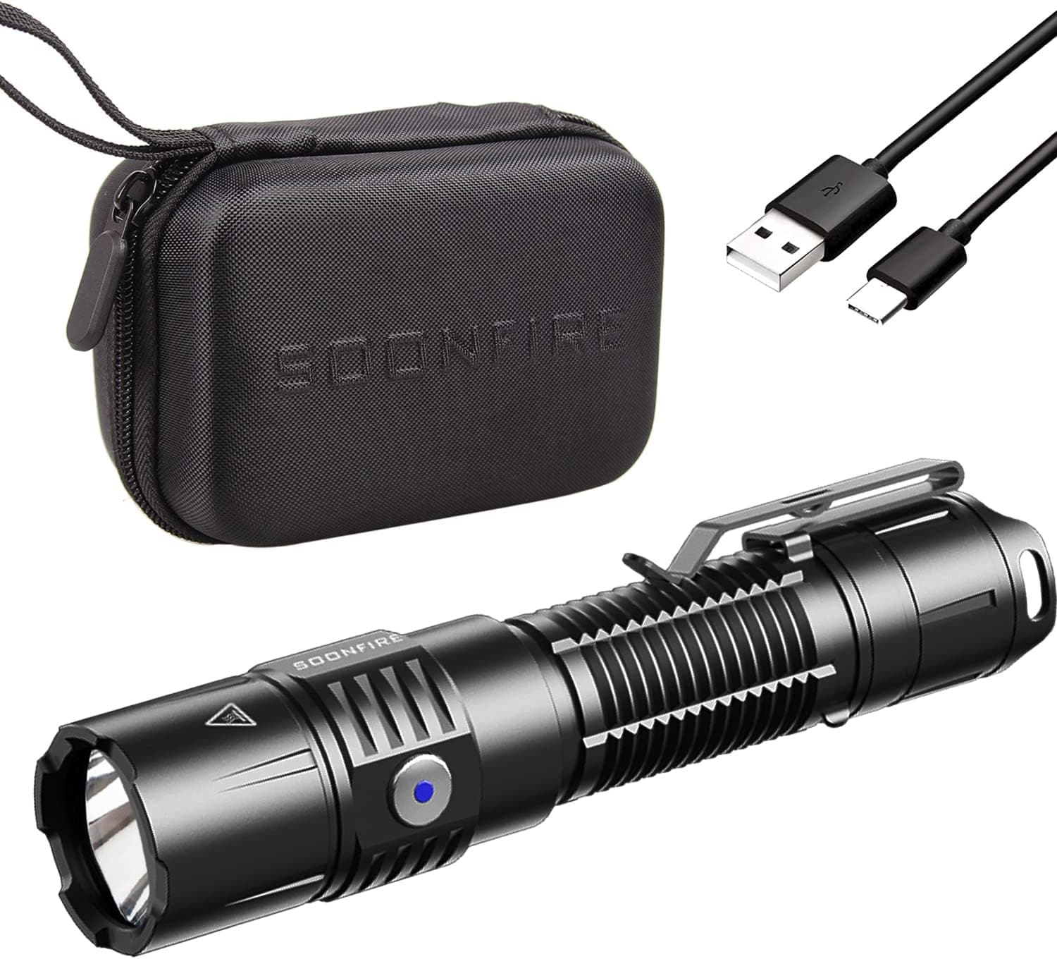 soonfire MX75 Rechargeable Tactical Flashlights with Battery, 2530 Lumens - Ultra-Compact and Super Bright for Daily Carry, Work, Camping, Hiking - Ideal for Emergency and Law Enforcement Use