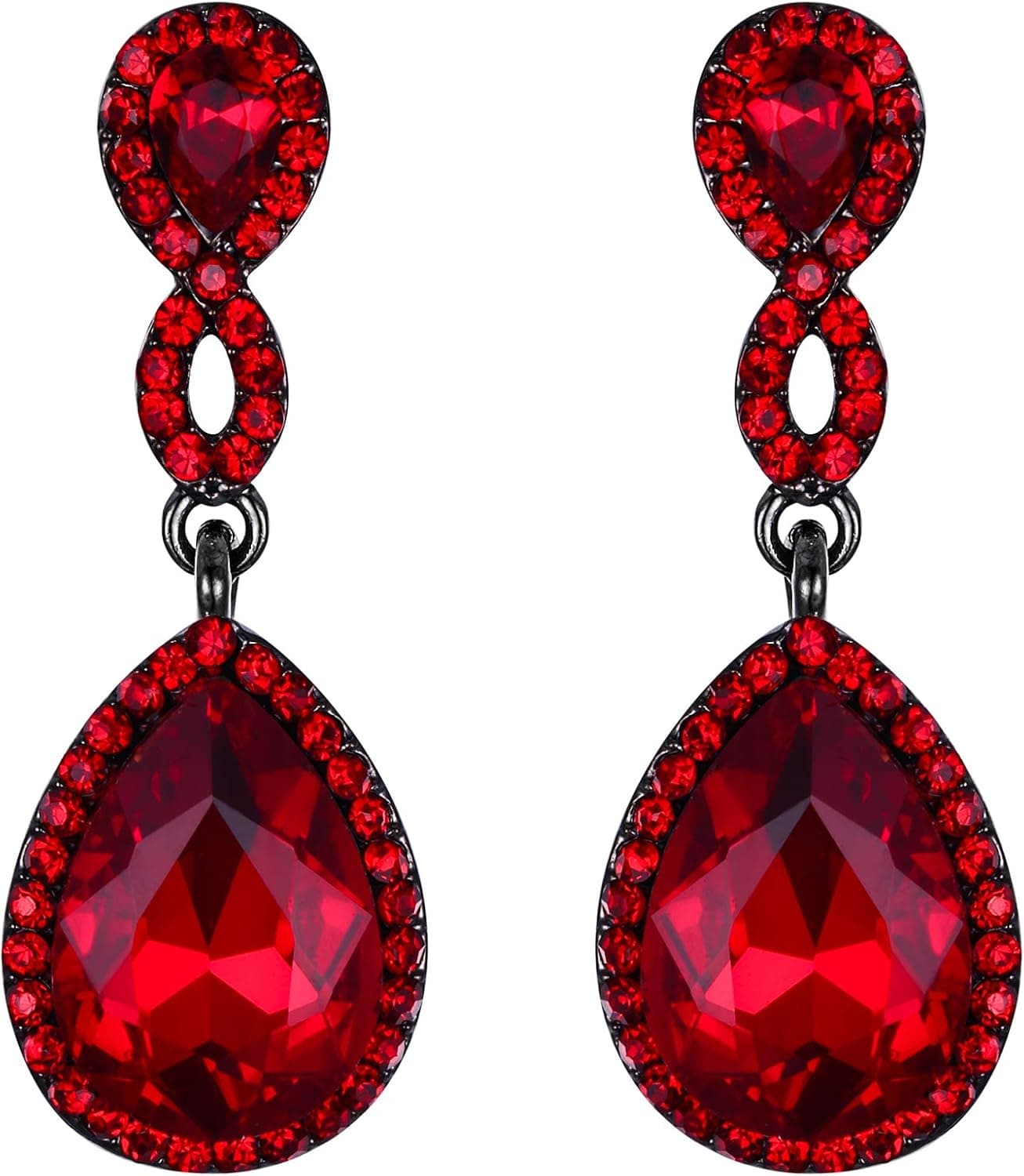 EVER FAITH Women's Rhinestone Crystal Elegant Wedding 8-Shaped Teardrop Pierced Dangle Earrings Clear
