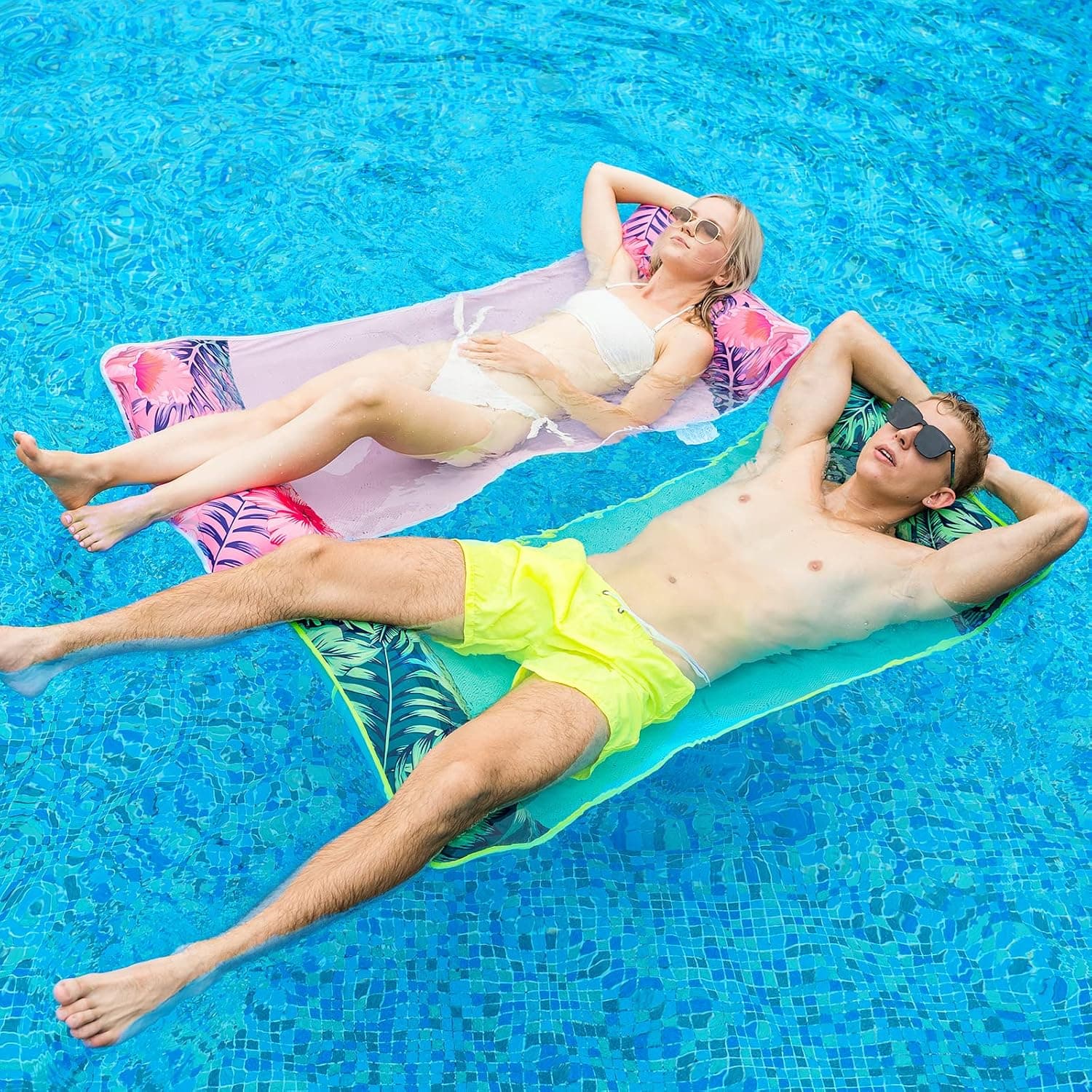 Pool Floats for Adult, Inflatable Pool Floats Water Hammock, Multi-Purpose Pool Hammock Pool Accessories Mesh Pool Float Inflatable Raft Portable Pool Lounger Chair