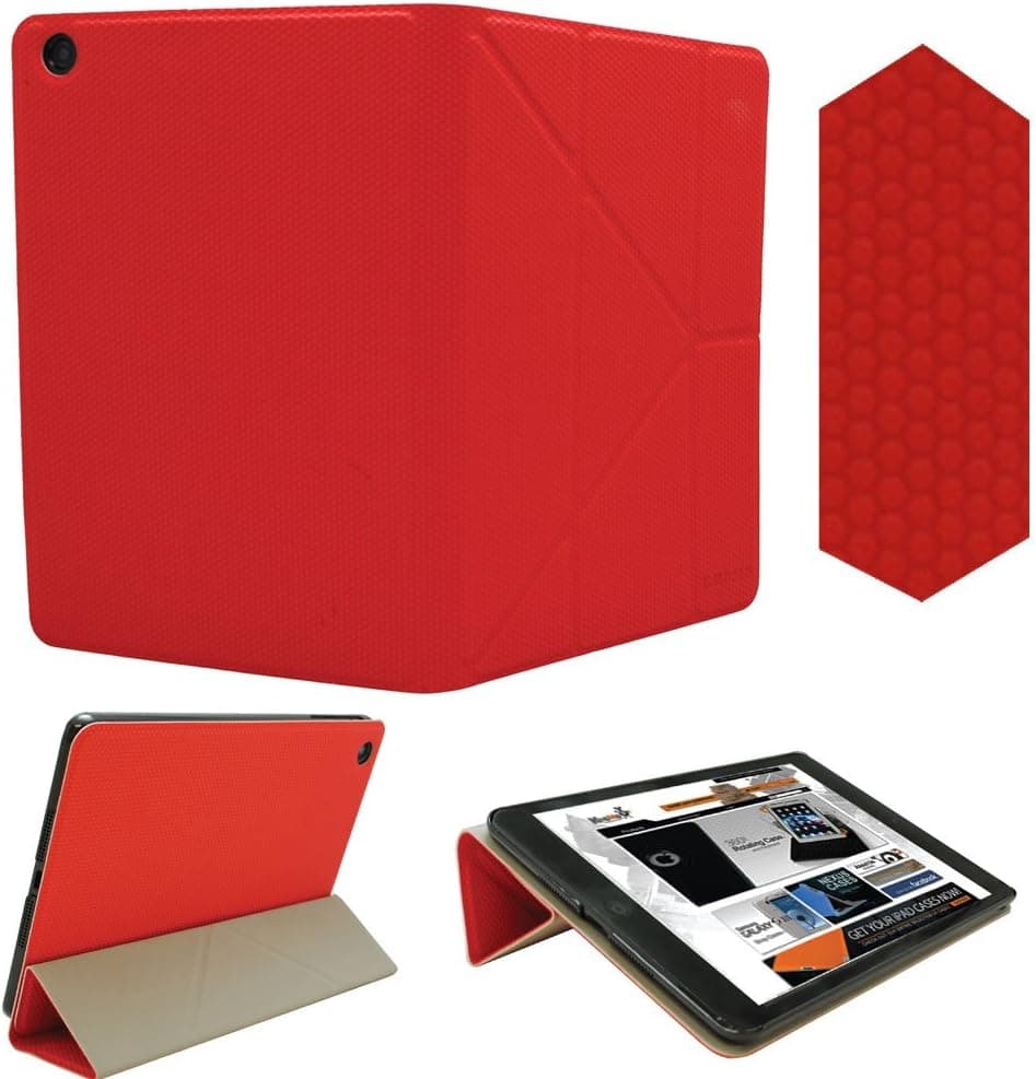 KHOMO Red Grid Texturized Rubber Case Cover for Apple iPad Mini 7 Inches 7.9 inch (Built-in Magnet for Sleep/Wake Feature)
