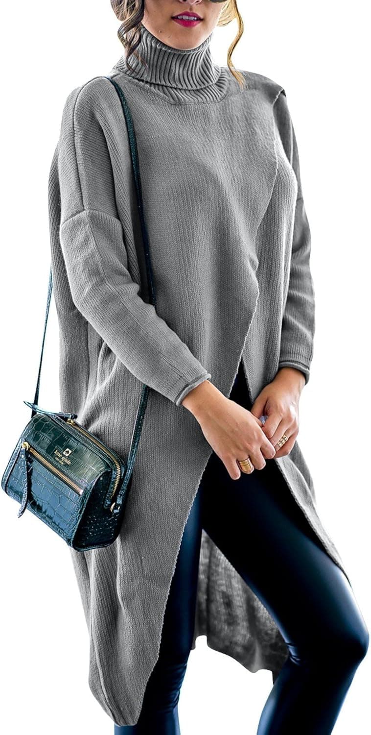 GIKING Women's Casual Plus Size Long Sleeve Chic Loose Knit Turtleneck Pullover Sweater