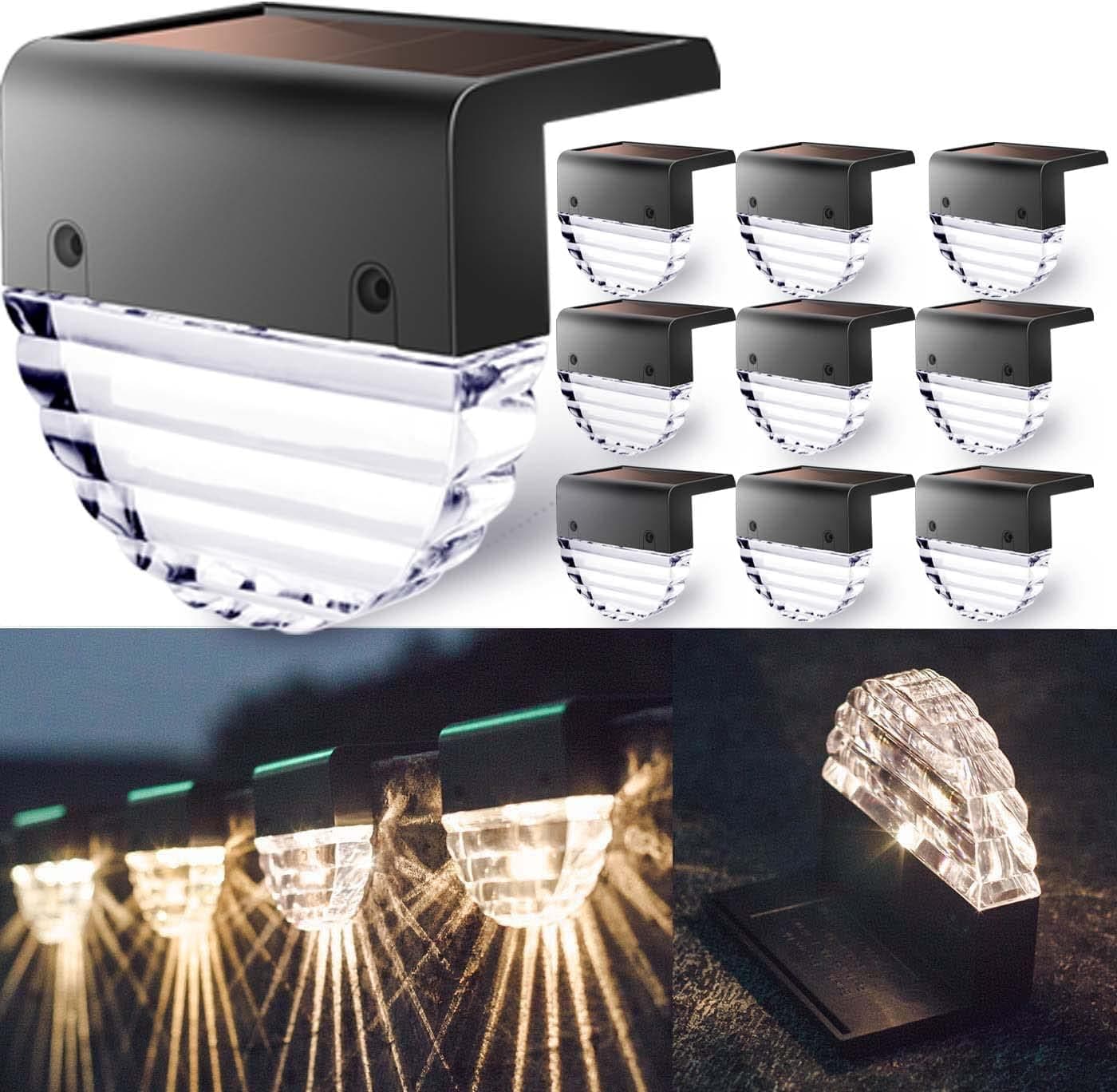 TIJNN 10 Pack Solar Deck Lights, Outdoor Lighting Backyard Decor Outside Step Lights Garden Post Fence