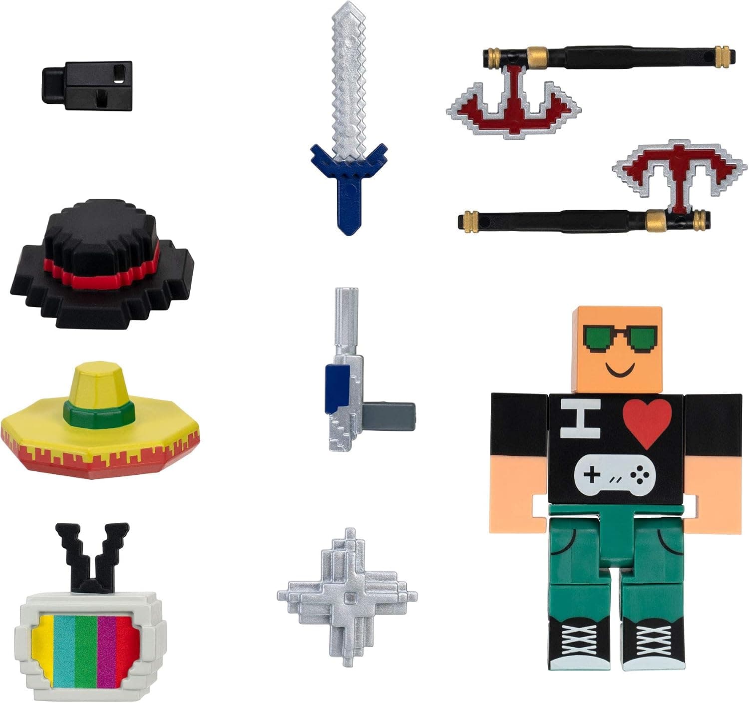 Roblox Avatar Shop Series Collection - Retro 8-Bit Gamer Figure Pack [Includes Exclusive Virtual Item]