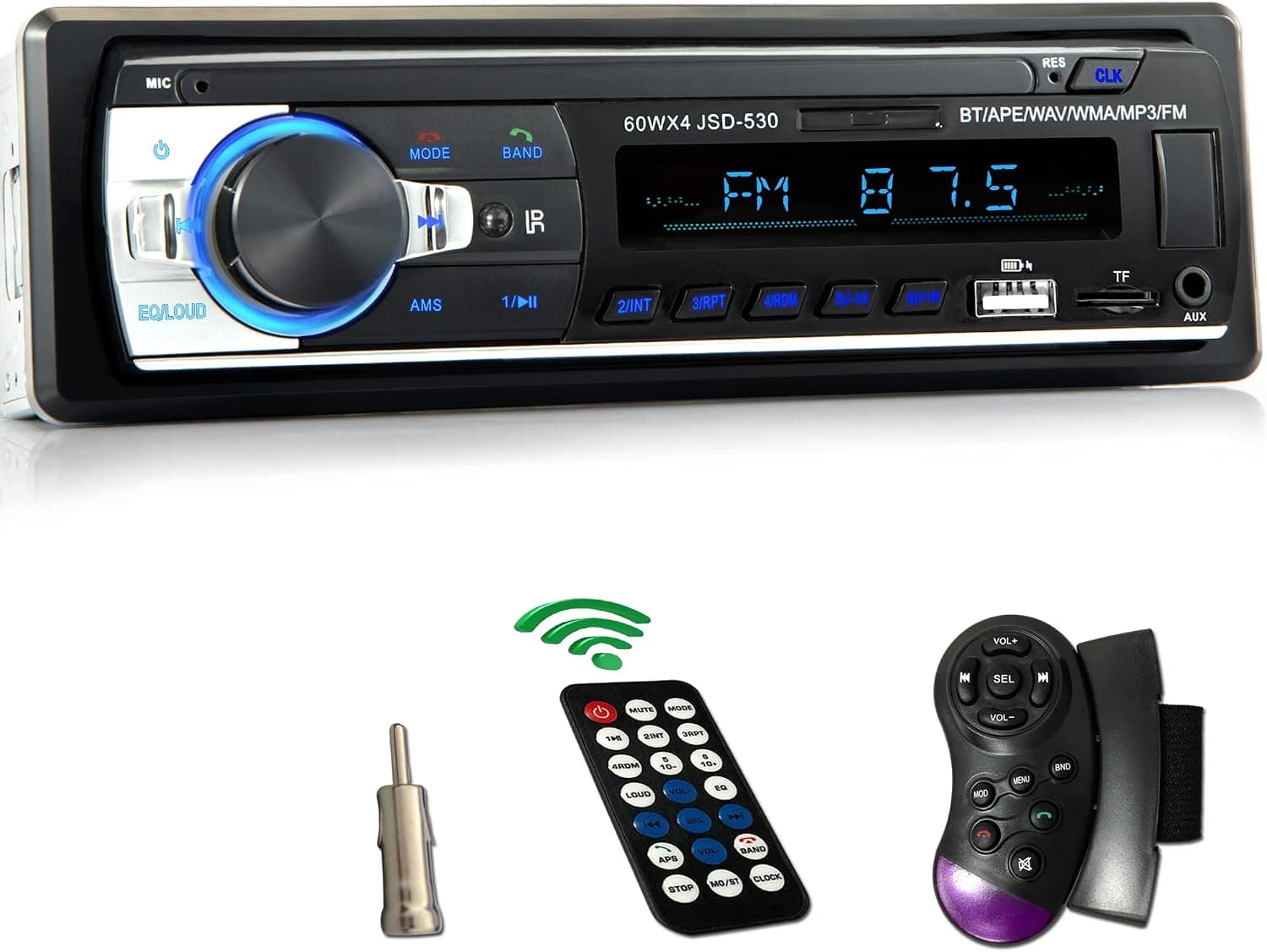 RFT Single Din Car Stereo with Bluetooth Hands Free Calling,Car Radio with USB,SD Card Port,AUX, MP3, Fast Charging Function, Wireless Remote Control,Clock Display, SWC,FM Radio Receiver,4X60W