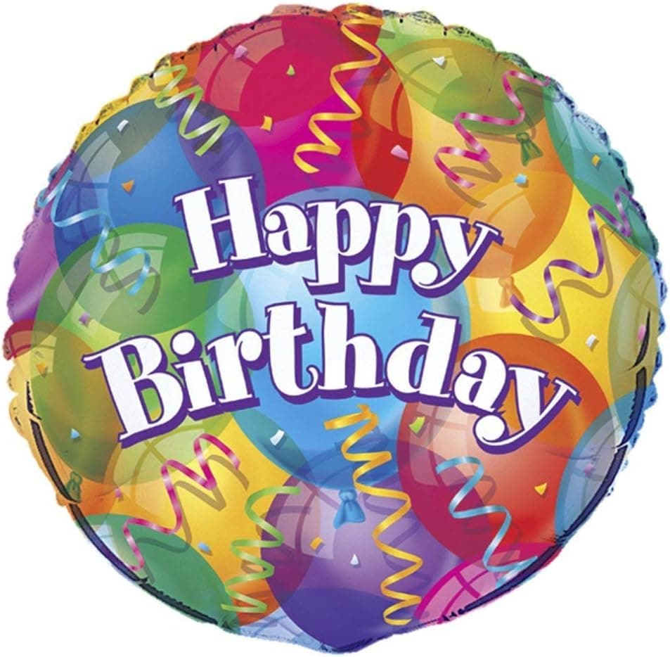 Unique Foil Balloon Brilliant Birthday Round, 18", Multicolor 1 Pc