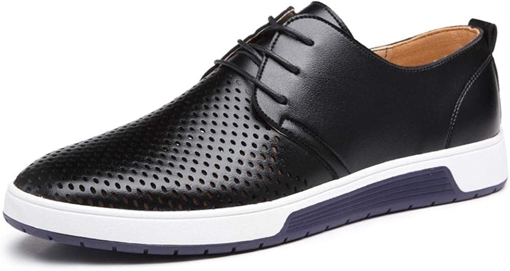 Kteam Pie Men's Leather Oxfords Shoes Lace-up Classic Flat Urban Business Casual Shoes(1985Brown-11M)