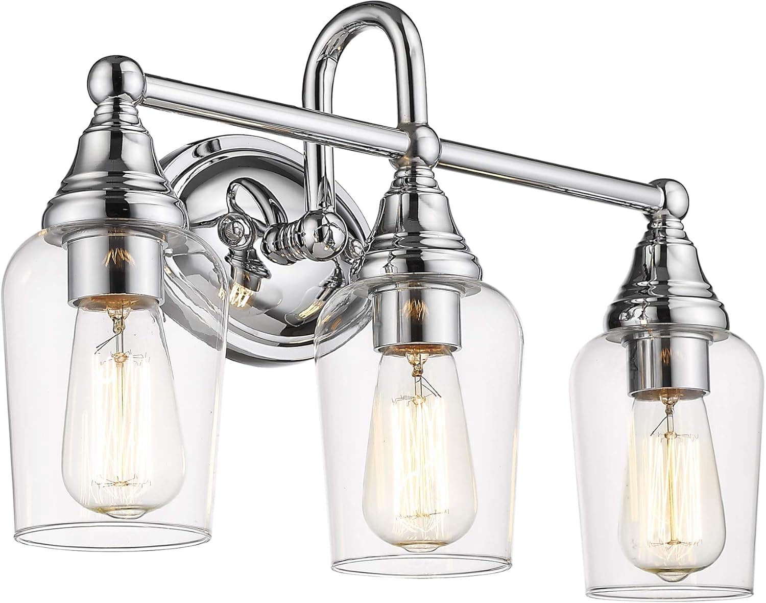 FEMILA Wall Vanity Light Fixture, 3-Light Modern Bathroom Vanity Lights, Chrome Finish with Clear Glass Shade, 4FH07-3W CH