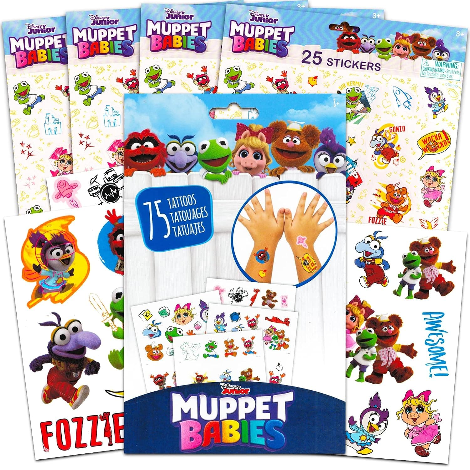 Disney Muppet Babies Stickers and Tattoos Party Supplies Pack ~ 100 Muppets Stickers and 75 Temporary Tattoos Featuring Kermit, Fozzie, Miss Piggy and More (Muppet Babies Toys)
