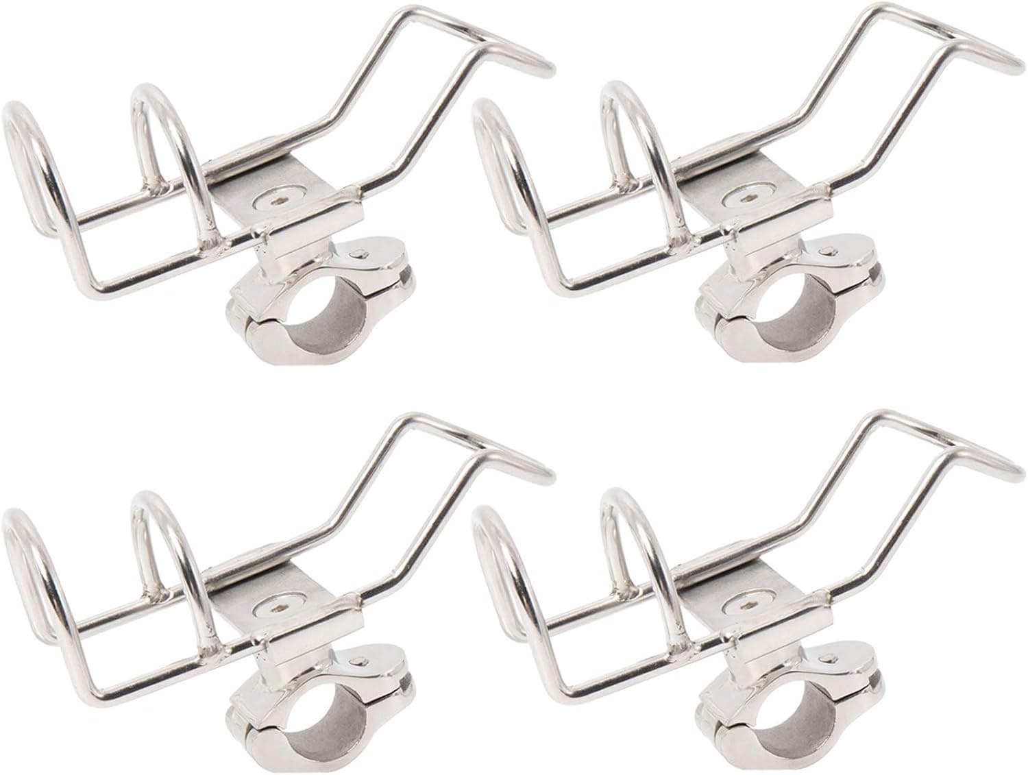 DasMarine 4 Pack Stainless Steel Fishing Rod Holders Rail Mounted Clamp on Rod Holder for Fishing Boat Kayak Marine (4 Pack)