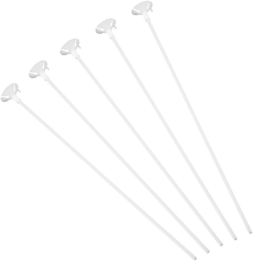 Caydo 100 Pcs White Balloon Sticks Holders with Cups for Wedding Party Valentine's Day Decor