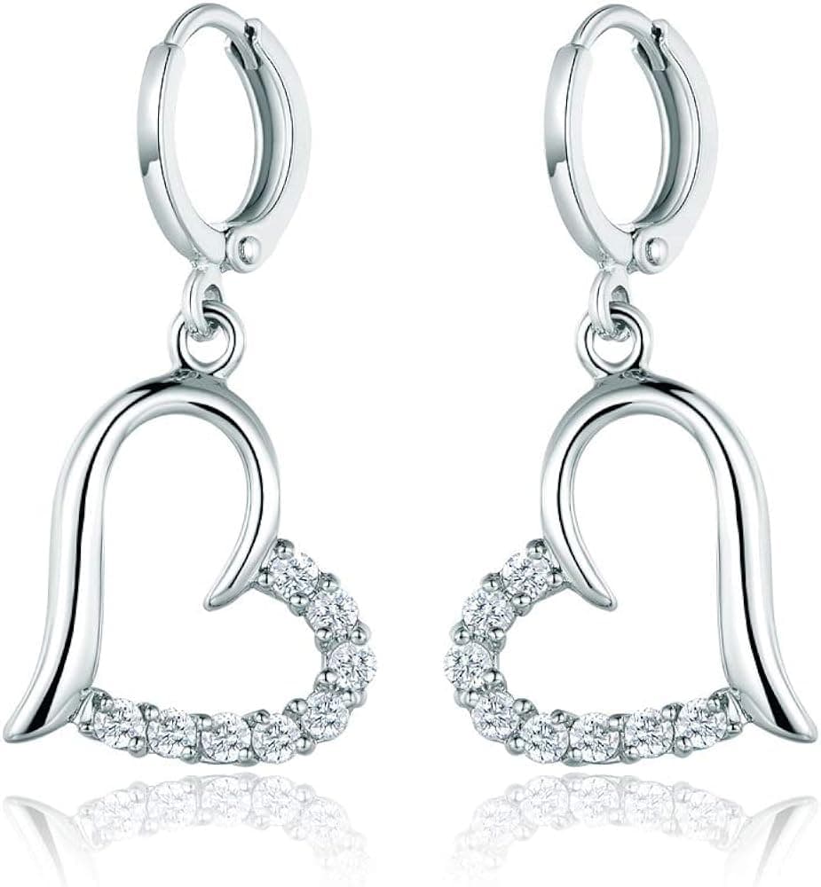 Yves Renaud Open Heart Pave Dangle Drop Earrings with Crystal - Fashion Jewelry for Women