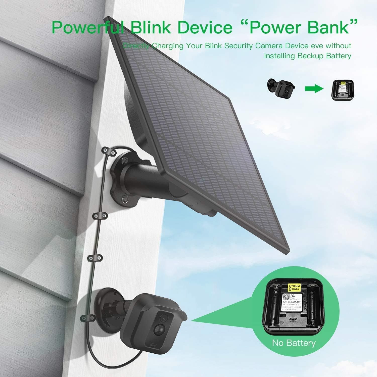 Solar Panel for Blink XT XT 2 Security Camera, Wall Mount Outdoor Weather Proof Solar Power Charging Panel for Blink XT XT 2 Home Security Camera System (2 Pack)