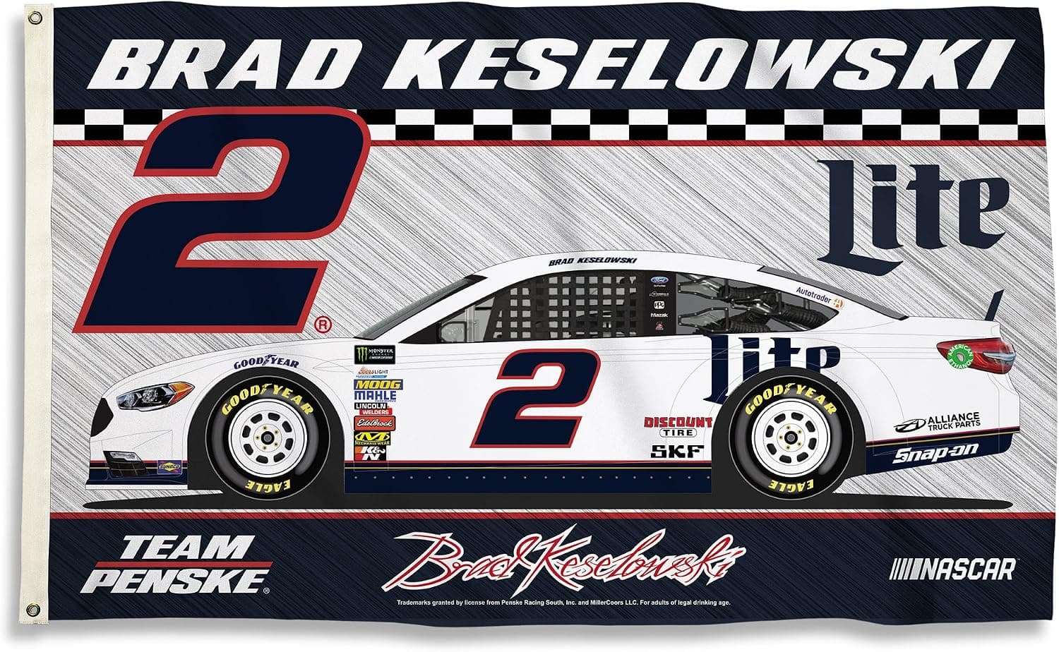 BSI NASCAR Unisex 2-Sided 3x5 Foot Flag with Grommets