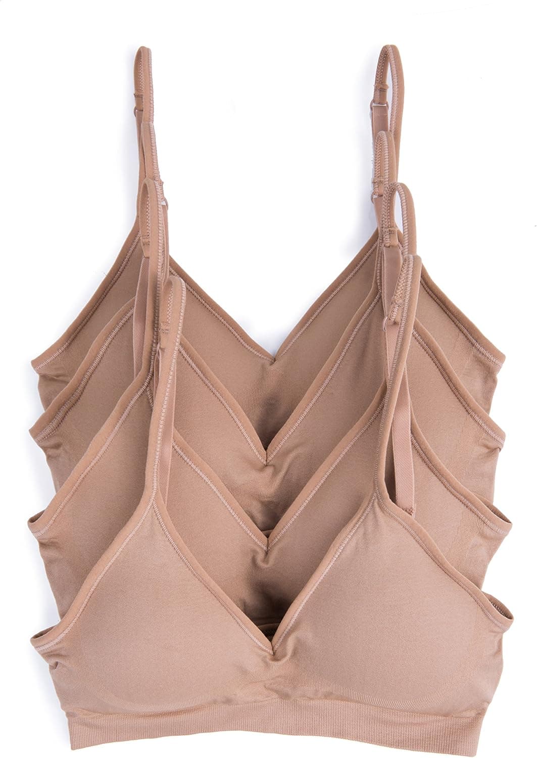 Caramel Cantina 4 Pack V Neck Padded Bralette Adjustable Straps