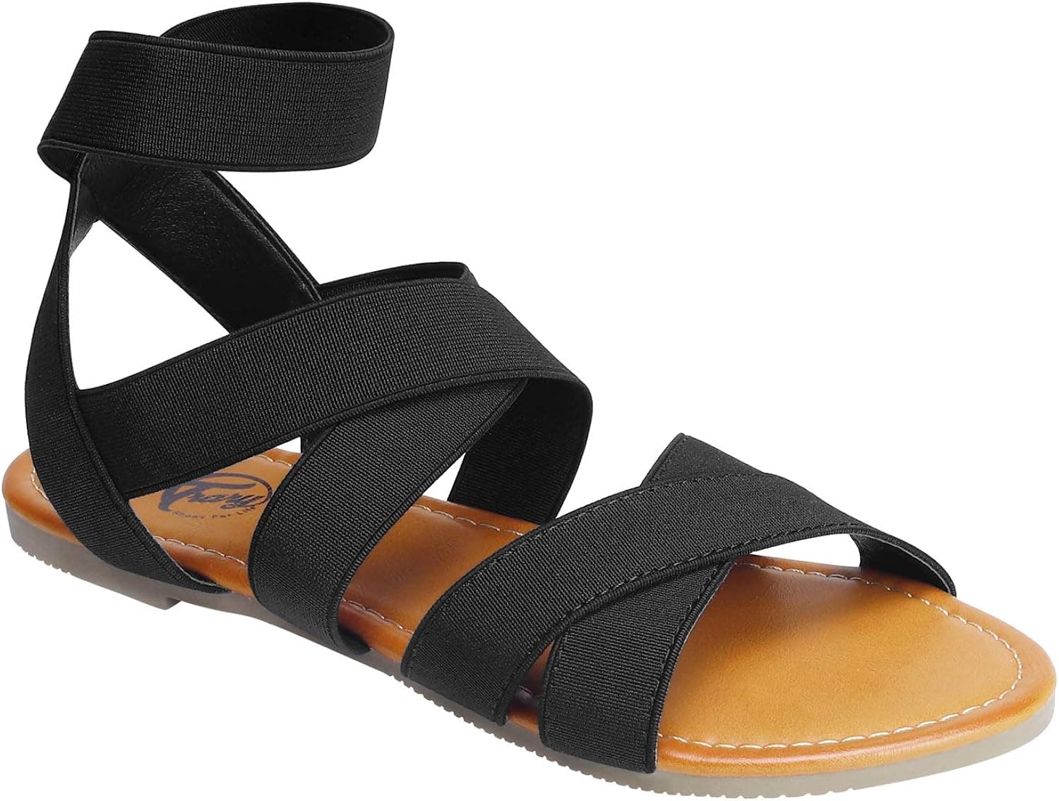 Trary Ankle Strap Casual Elastic Flat Sandals for Women