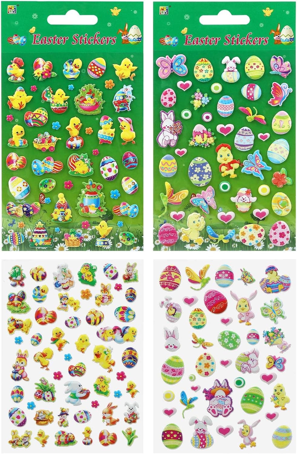 GWHOLE 4 Sheets of 3D Easter Theme Stickers for Kids Toddlers, Holiday Puffy Stickers for Scrapbooking Bullet Journal