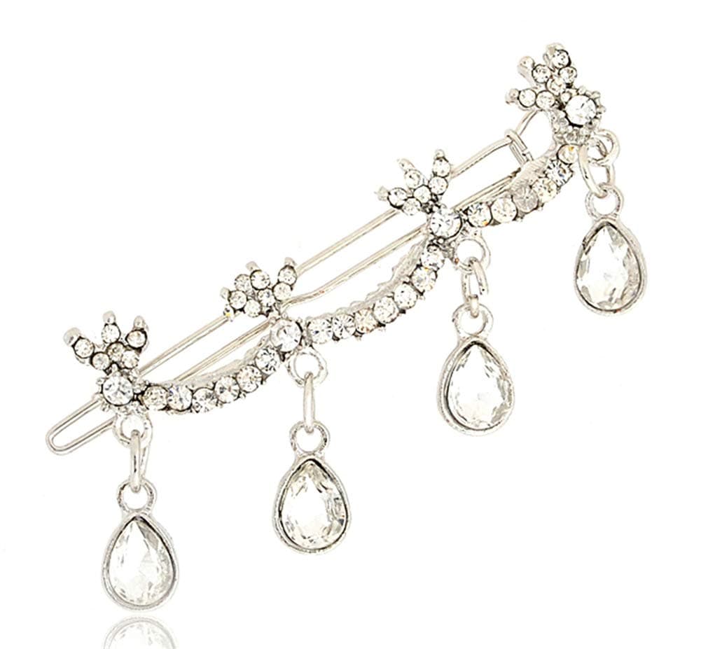 Vwhite Womens Crystal Rhinestone Moon Hair Clips Pins Barrettes Accessories